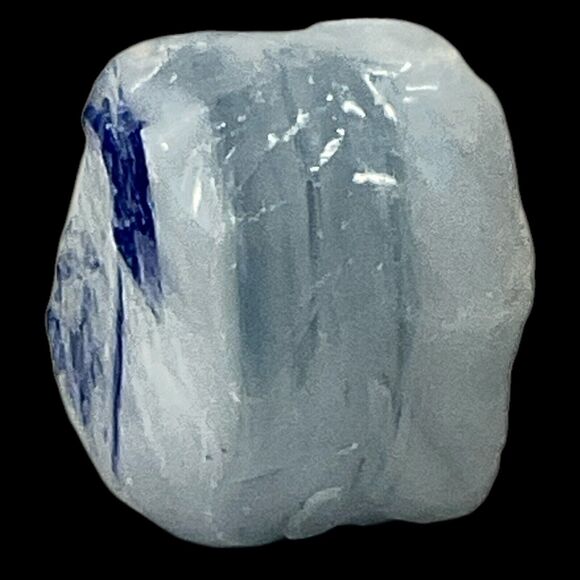 Satin Blue Layered Art Glass Cullet Glowing Manganese Slag Glass #5GL41 - Picture 3 of 7